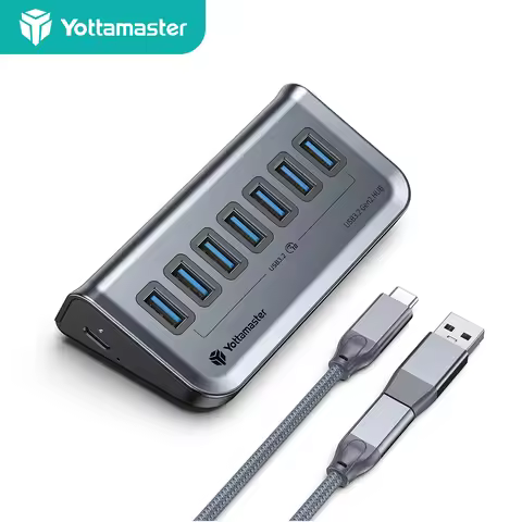 Yottamaster 7 Port USB 3.2 HUB Type C 10Gbps USB HUB Multi Port HUB Splitter Adapter Docking Station