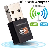 Wireless USB WiFi BT Adapter 600Mbps Dongle PC Network Card Dual Band wifi 2.4/5GHz Adapter Lan USB3.0 Ethernet Bluetooth5.0 Transmitter Receiver for Laptop Computer Accessories