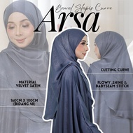BAWAL SELAPIS CURVE ARSA | MATERIAL SHINE VELVET SATIN | STRETCHABLE & IRONLESS SHAWL MUSLIMAH