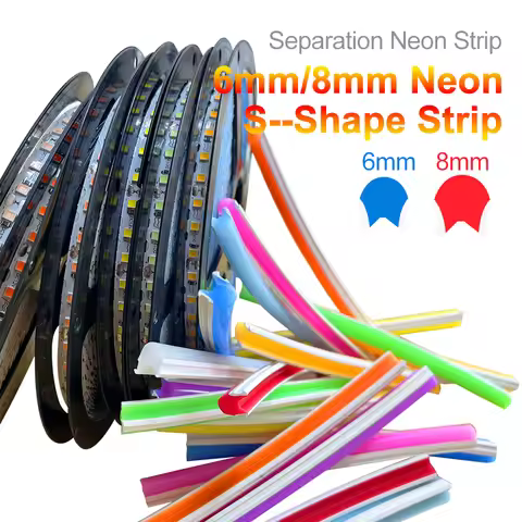 6/8mm Separate Silicone Neon DC12V 120Led S shape Bendable Led Strip Light Flexible Silicone For DIY