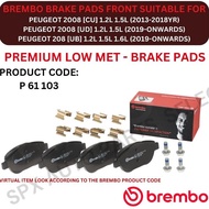 BREMBO GENUINE DISC BRAKE PAD FRONT FOR PEUGEOT 2008 [CU] '13-18YR / 2008 [UD] '19YR-ON / 208 [UB] '