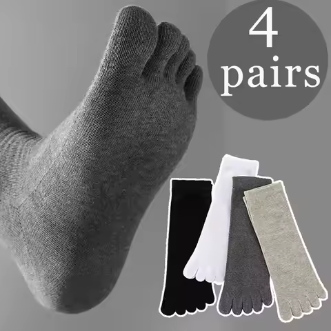 4Pairs Toe Socks Crew Socks Men and Women Five Fingers Socks Breathable Cotton Socks Sports Running 