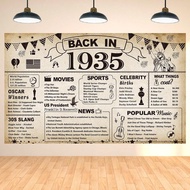 1pc 90th Birthday Party Decorations, Retro Back To 1935 Banner 90th Birthday Party Poster Supplies V