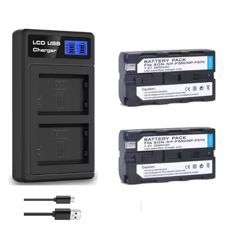 NP F550 NP-F570 Camera Battery 7.2V 2500mAh+LCD USB Charger For Sony NP-F330 NP-F530 NP-F570 NP-F730
