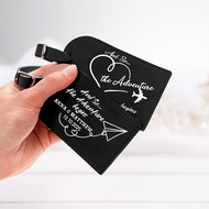 1PC Black Personalized PU Luggage Tags with Customized Content, Perfect for Travelers! Baggage Board