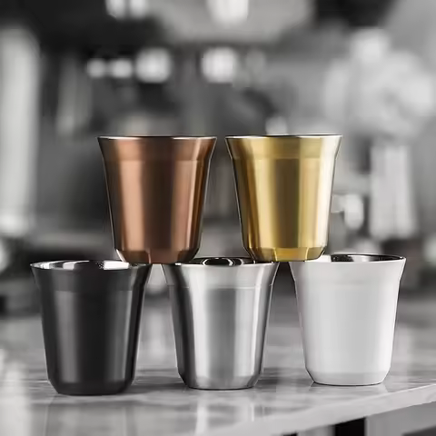 1/10pcs Espresso Cup Wine Cup 304 Stainless Steel Double Wall Insulated Coffee Cup Insulated Capsule