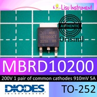 MBRD10200 200V 1 pair of common cathodes 910mV 5A TO-252 Schottky Diodes ORIGINAL