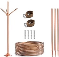 Lightning Rod with 60 Feet 6AWG Down Conductor and 5/8'' Grounding Rod and Clamp UL Listed for House