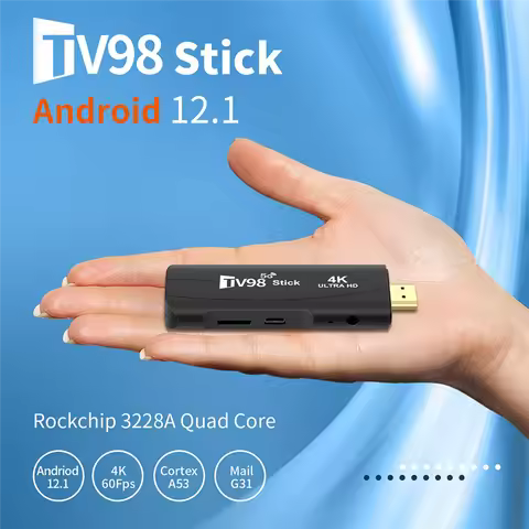 T09C-TV98 TV STICK 1G+8G Android12.1 2.4G 5G WiFi Android Smart TV BOX 4K 60Fps Set Top Box(US Plug)