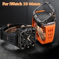 Luxury Transparent Modification Kit Fluororubber Band For Apple Watch 10 iWatch Series 46MM Metal Bu