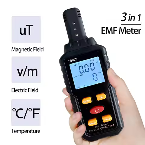 EMF Detector Radiation Tester Portable Digital EMF Meter High Low Frequency Electric Magnetic Field 
