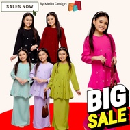 ✿By Melia Design Baju Hot Raya 2024 Kurung Moden Sulam Murah Anak Mak Set Sedondon Hitam Hot PInk  Murah Plain Biku lace❉