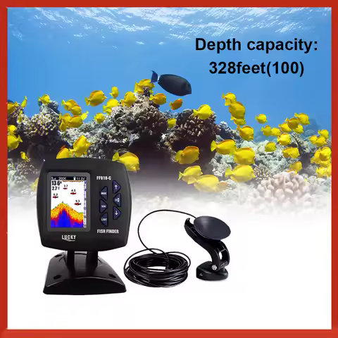 LUCK Y FF918-C100DS Color Screen Wired Fish Finder Dual Frequency 328ft/100m Water Depth Fish Detect