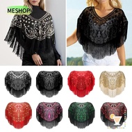 ME Flapper Shawl, Mesh Polyester Yarn Sequin Shawl,  Sequin Beaded Dress Accessory Cover Up Dress Shawl Party