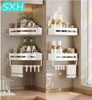 SXH Non-Perforated White Triangle Bathroom Shelf In The Bathroom Bathroom Washstand Wall-Mounted Wall Storage Rack
