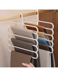 1入組5層可摺疊金屬衣架 - 節省空間，防滑，多功能，適用於褲子，領帶和圍巾，非常適合家居和宿舍使用