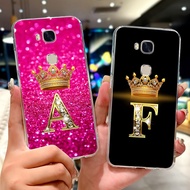 Honor 5x Case KIW-L21 Clear Fashion Crown Luxury A-Z Letter Soft TPU Back Cover 5x Honor Phone Case 