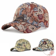 JONY Unisex-Teens Caps, Cartoon Little Bear Print Cute Bear Baseball Cap, Bear Print Cotton Duckbill