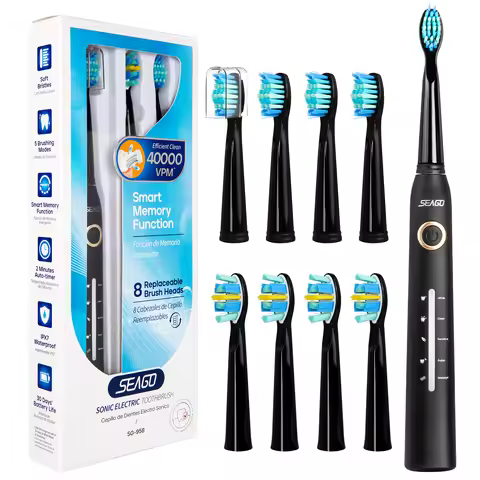 Seago Electric Toothbrush Adults Toothbrush 30 Days Long Battery Life 2Minutes Smart Timer 5 Modes w