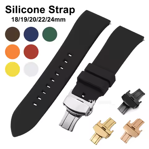 Quick Relase Silicone Rubber Watch Strap 18mm 19mm 20mm 22mm 24mm Sports Watchband Butterfly Clasp W