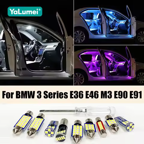 For BMW 3 Series E36 E46 M3 E90 E91 Sedan Touring Car LED Bulbs Interior Dome Reading Lamp Vanity Mi