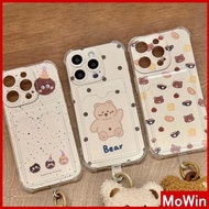 Mowin - For iPhone 15 Pro Max iPhone 11 Case Card Case TPU Soft Clear Case Card Storage Airbag Shockproof Cute Bear Dolls Compatible With iPhone 14 13 12 11 Pro Max Plus XR XS