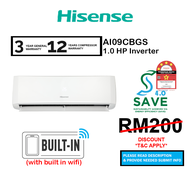 (SEDA) Hisense 1.0HP (CBGS) Air Cond Inverter R32 Air Conditioner AI09CBGS Built in wifi (2025) Peng
