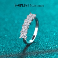 F-OPLUS | D-color 2ct Princess cut Real Moissanite Ring with Certificate 925 Silver Promise Ring wit