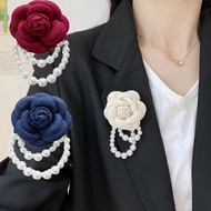 Fabric Camellia Tassel Pearl Brooch / Korean Fashion Jewelry Brooches / Party Lapel Buckle Boutonnie