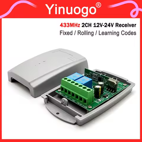433MHz Garage Door Receiver Controller 12V-24V For ROGER E80 TX52R MHOUSE TX4 GTX4 MOOVO MT4V MT4G D