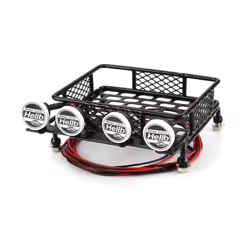 Metal 115X107Mm Luggage Carrier Roof Rack with Spotlights for Tamiya CC01 CR01 RC4WD D90 Axial SCX10