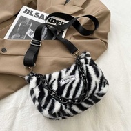 y2k Bag Design Sense Versatile American Retro ins Style Crossbody Female Side Backpack Zebra Pattern