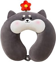 PonPom Cartoon Animal Travel Neck Pillow, Soft U-Shaped Memory Foam Headrest for Kids Adults (Himi)
