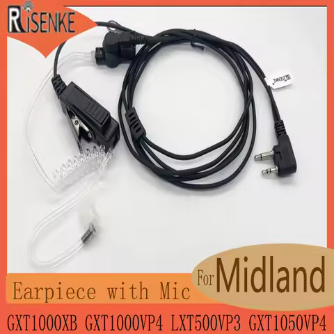 RISENKE Walkie Talkies Accessories Earpiece with Mic, Security for Midland GXT1000XB, GXT1000VP4, LX