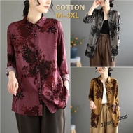 ZSV Vintage High Quality Cotton Blouse Bunga Floral Labuh Murah Muslimah Women Loose Leisure All-Matching Korean Style Plus Size Long Sleeve Shirt Baju Kemeja Perempuan Blause Wanita 24H