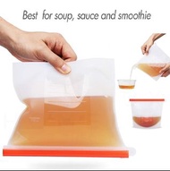 多用途可重複使用矽膠食品收納袋（中號）  Multi-use and Reusable Silicone Food Storage Bag (Medium Size)  真空機 真空密封 食物保鮮 封