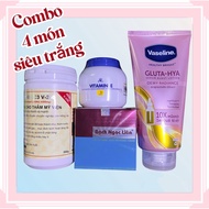[Category 1] Speed White COMBO 4 Items. White Lotus body Cream + vaseline x10 + abutine + vitamin e 