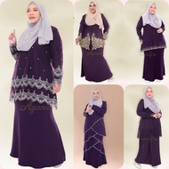 🌹PLUS SIZE KURUNG WANITA PURPLE 🌹 Koleksi Design Baju Kurung Lace Size 2XL (44)-10XL(60) Muslimah Fesyen Baju Raya 2024
