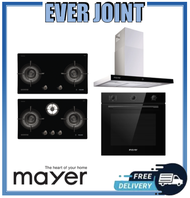 Mayer MMGH892HE 2 Burner / MMGH893HE 3 Burner [86cm] Gas Hob + Mayer MMCH407I [90cm] Chimney Hood + Mayer MMDO8R [60cm] Built-in Oven with Smoke Ventilation System Bundle Deal!!