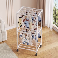 Household Multi-Clip Drying Socks Rack Removable Multi-Function Socks Rack Floor-standing Wheeled So