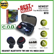 Headset Bluetooth TWS M10 V5.1 BLUETOOTH Wireless mega bass EARPHONE Gaming 2in1 Powerbank 3500 mAh