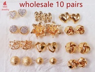 wholesale 10 pairs 14k bangkok gold earrings assorted
