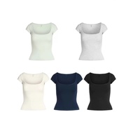 Skims COTTONJERSEYSCOOPNECKT-SHIRT Square Neck French Short Sleeve T-SHIRT