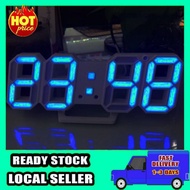 [READY STOCK] LED Jam Dinding / Modern Digital 3D White LED Wall Clock Alarm Clock Snooze 12/24 Hour