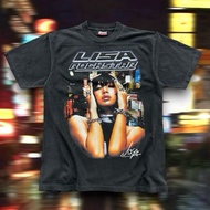 เสื้อยืด🦴 เสื้อยืดคอฟิต รุ่น Lisa X Rockstar สีดำเฟด/สีดำ  S-5XL