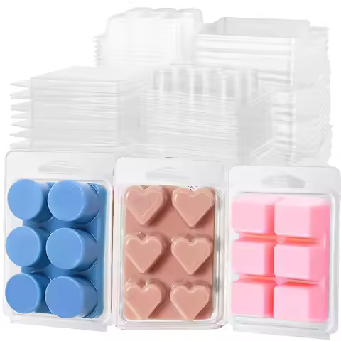 30pcs Wax Melt Molds 6 Cavity Circular Clear Empty Plastic Wax Melt Clamshells for Wickless Wax Melt
