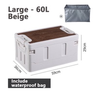 Foldable Storage Box Outdoor Camping Storage Box with Wooden cover Kotak Penyimpan Kayu Penutup 35L/