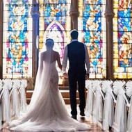 NEWW Church Wedding Pew Bows With Long Tulle Tails Chair Aisle Decor Wedding Car Decoration For Chur