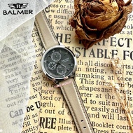 [Original] Balmer 9190L SS-4 Multifunction Sapphire Women Watch with Black Dial and Beige Leather Rubber Strap