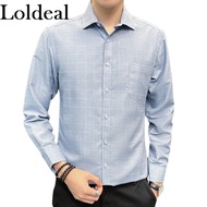 Loldeal Mens Long Sleeve Shirts New Plaid Batik Single Breasted Polyester